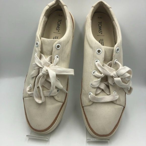 Tom's Women's Off White Canvas Sneakers Lace Up Size US 12 Everyday Casual - Picture 13 of 13
